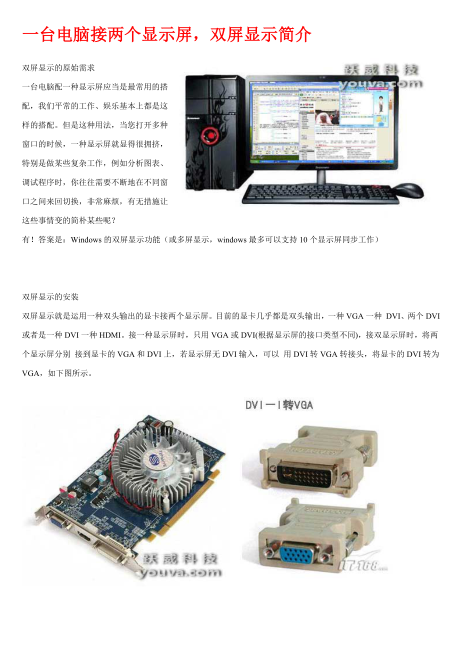 一台电脑接两个显示器,双屏显示(VGA篇、HDMI篇)全攻略_第1页