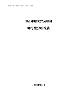 阳江市粮食安全项目可行性分析报告【范文模板】