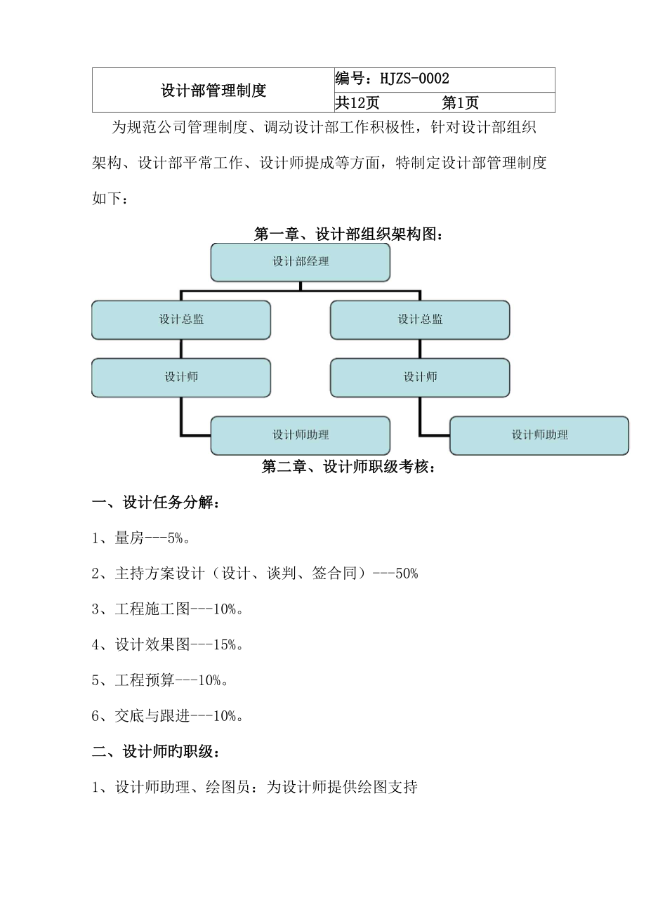 装修公司设计部管理新版制度_第1页