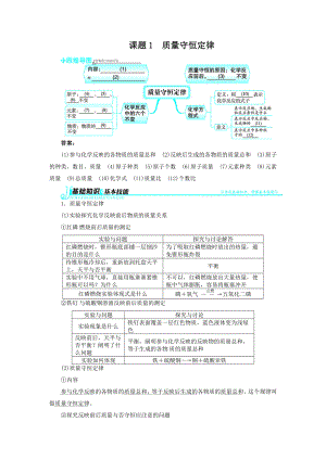 新人教版九年級(jí)化學(xué)上冊(cè)例題精講：第5單元 課題1質(zhì)量守恒定律