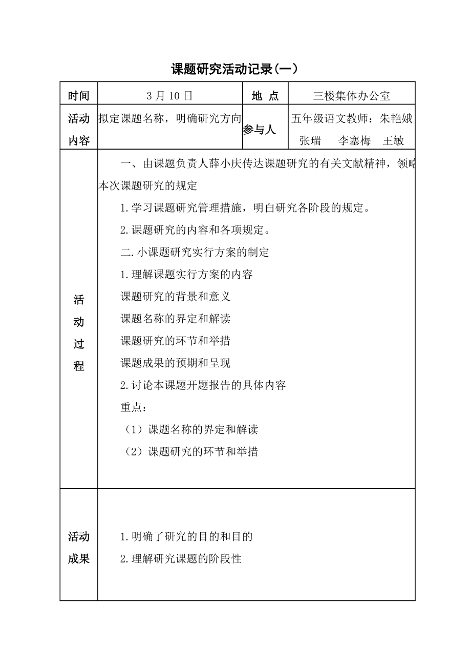 课题研究活动记录_第1页