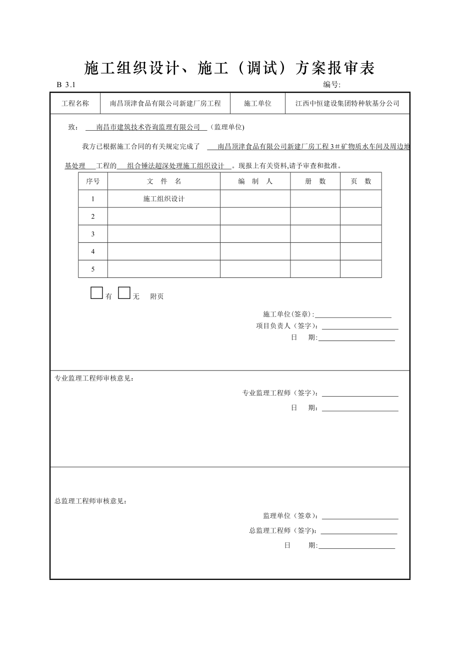 施工组织设计施工调试方案报审表_第1页