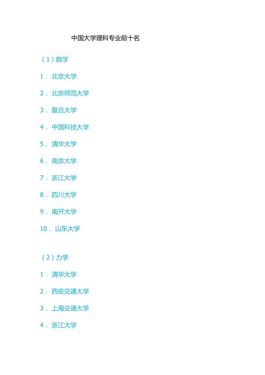 中国大学理科专业前十名_第1页