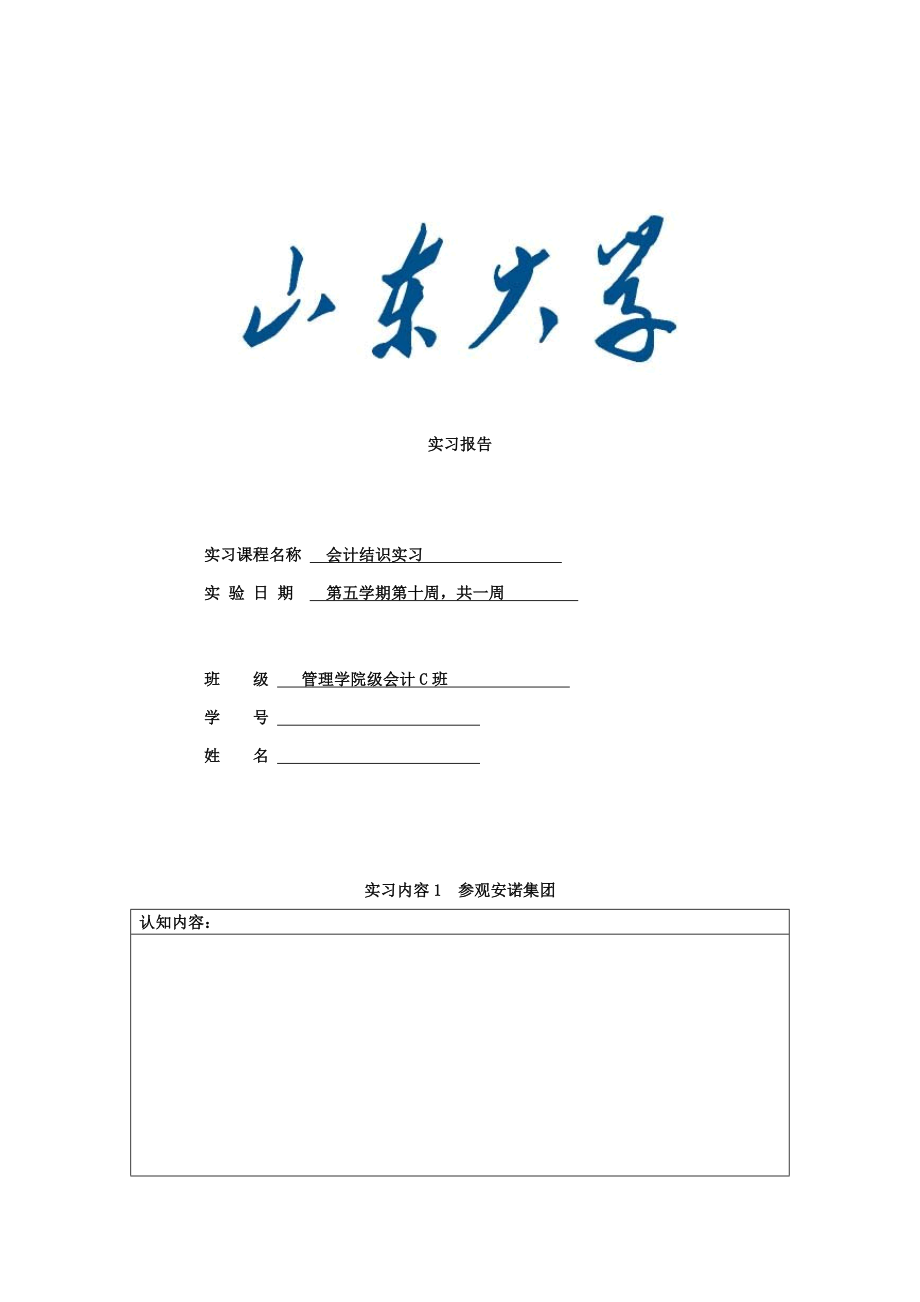 山东大学会计实习报告_第1页