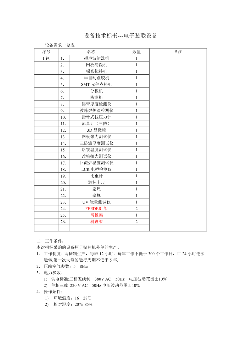 设备技术标书 - 设备辅助设备及仪器_第1页