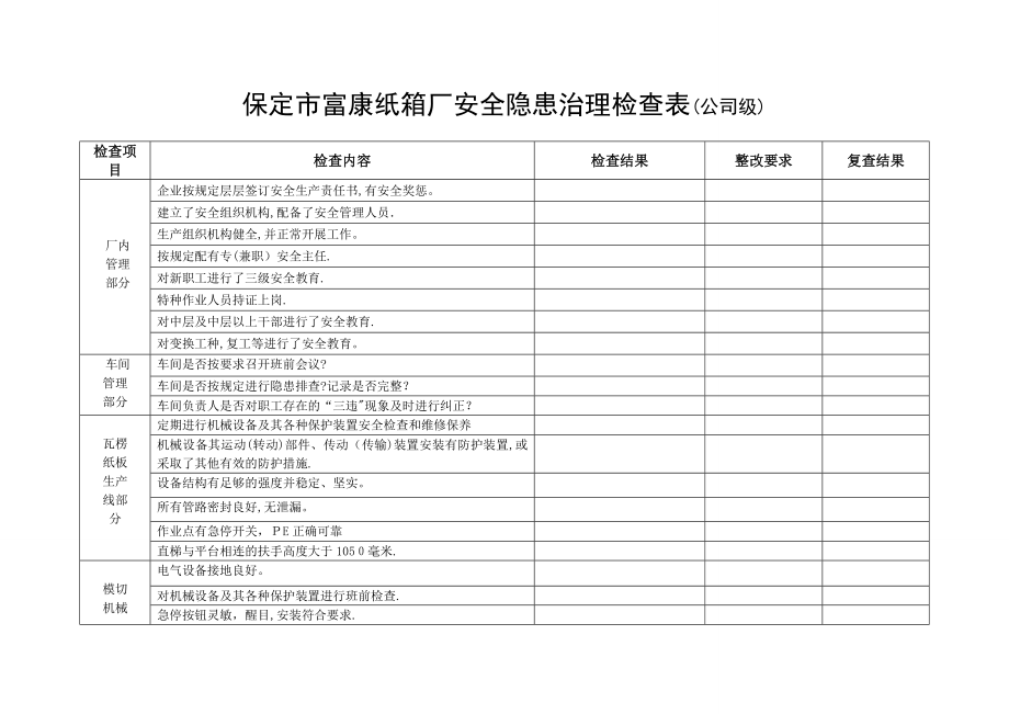 公司级安全生产隐患排查套表_第1页