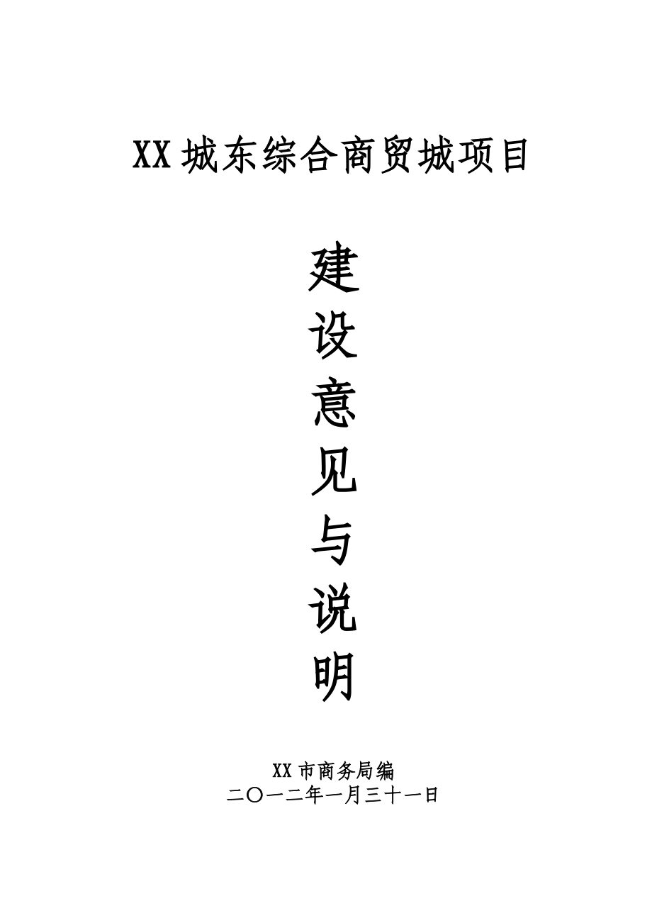 综合商贸城项目建设意见及分析商贸城投资设计方案_第1页