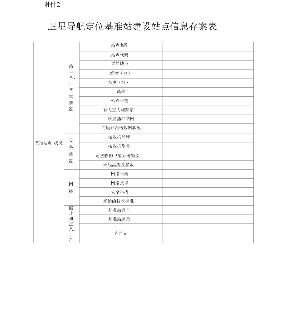 卫星导航定位基准站建设站点信息备案表_第1页