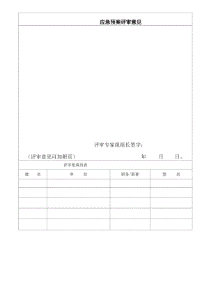應急預案實施評審意見表應急預案實施評審意見