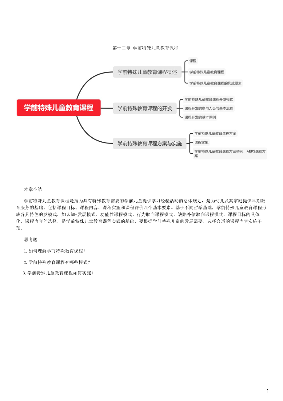 10.3.1--学前特殊儿童教育课程总结《学前特殊儿童教育》_第1页