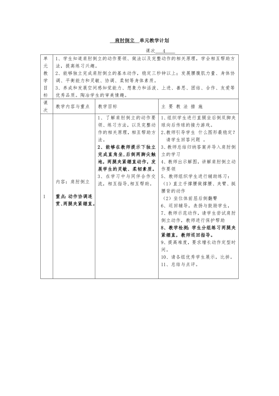 肩肘倒立單元教學(xué)計劃_第1頁