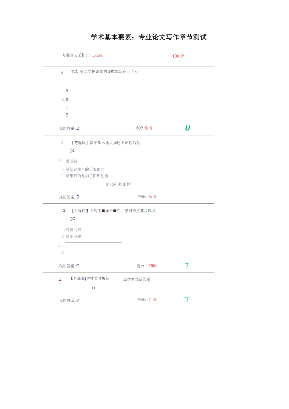 學(xué)術(shù)基本要素：專業(yè)論文寫(xiě)作章節(jié)測(cè)試_第1頁(yè)