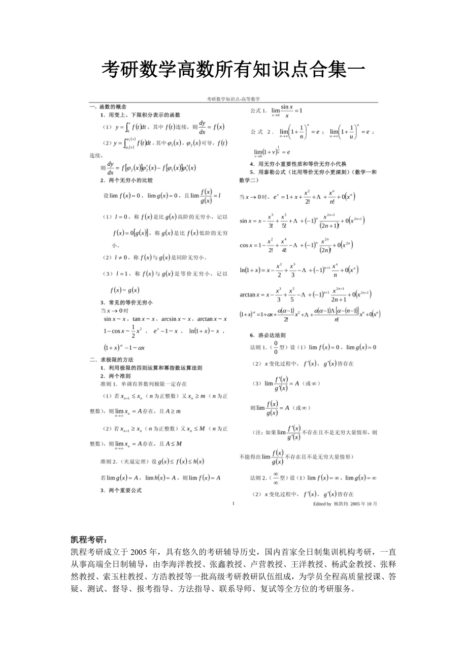 考研数学高数所有知识点合集一_第1页