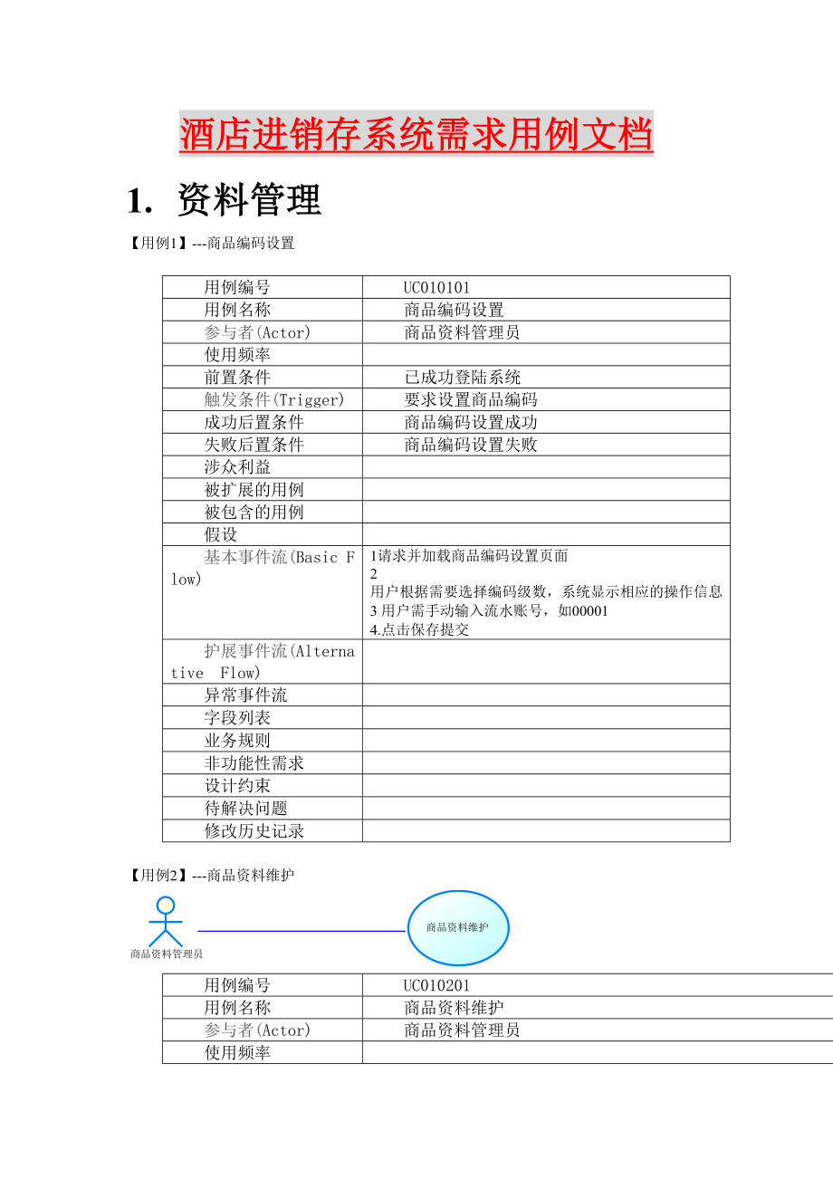 连锁酒店进销存系统需求用例文档_第1页