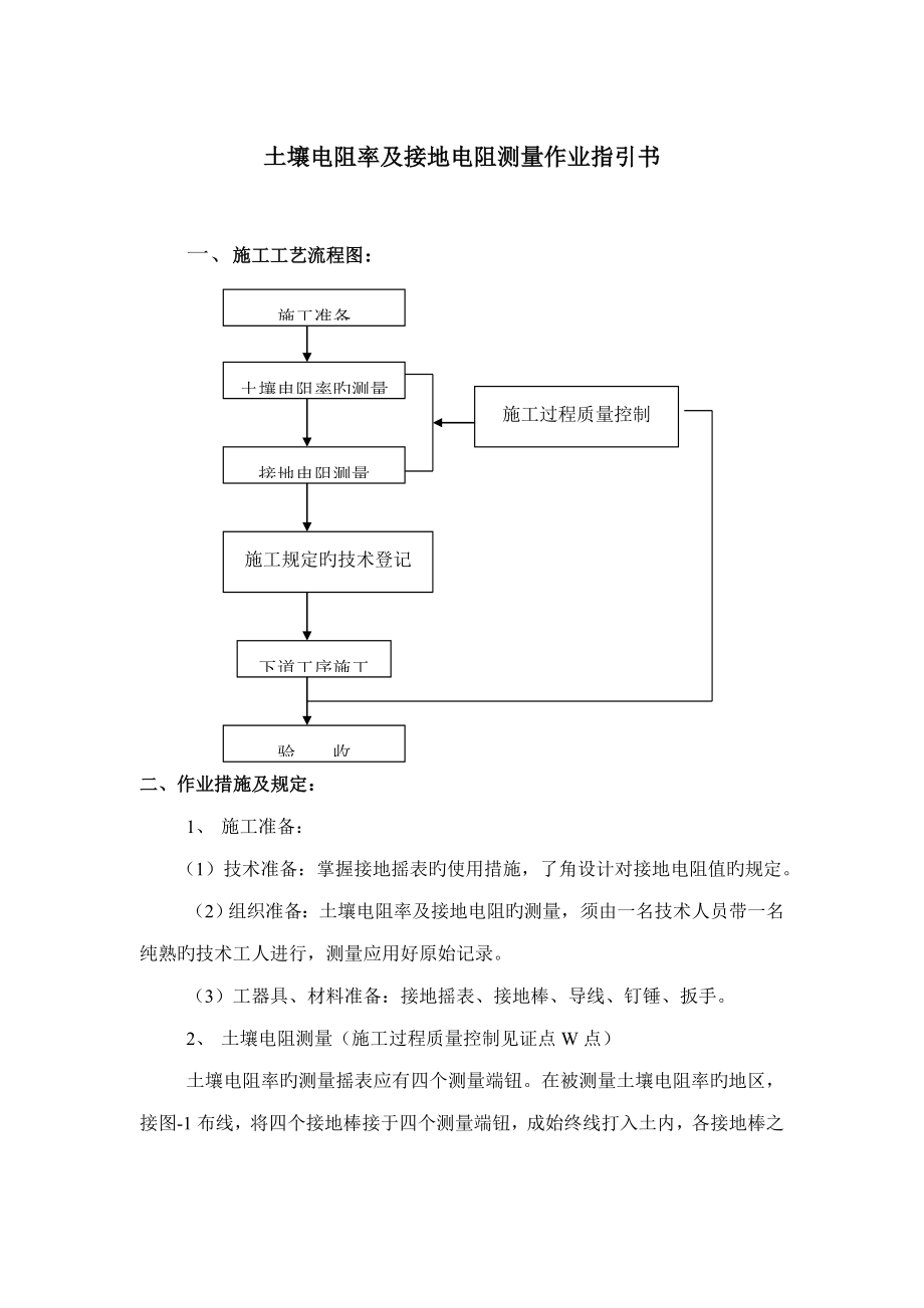 土壤电阻率及接地电阻测量作业基础指导书_第1页