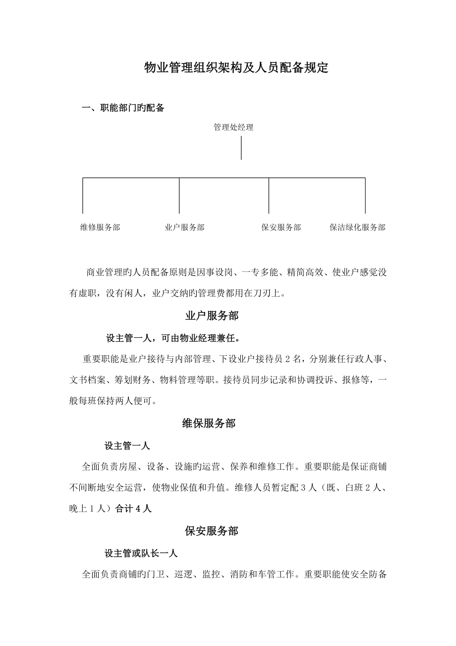 物业部人员编制专题方案_第1页