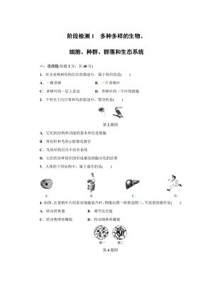 階段檢測(cè)1 多種多樣的生物、細(xì)胞、種群、群落和生態(tài)系統(tǒng)