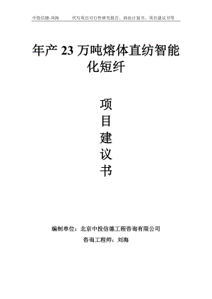 年產(chǎn)23萬(wàn)噸熔體直紡智能化短纖項(xiàng)目建議書-寫作模板