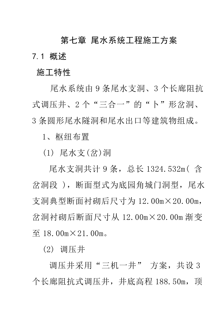 概述尾水系统施工组织设计方案_第1页