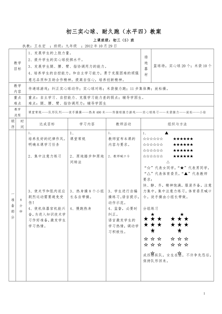 王永宏老师的《实心球耐久跑》公开课_第1页