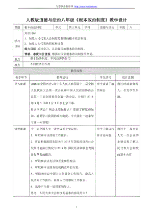 人教版道德與法治八年級《根本政治制度》教學(xué)設(shè)計[1]