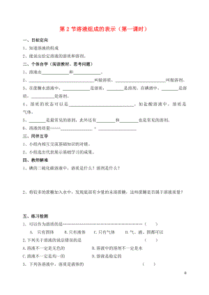 2018屆九年級(jí)化學(xué)下冊(cè) 第6章 溶解現(xiàn)象 第2節(jié) 溶液組成的表示（第1課時(shí)）導(dǎo)學(xué)案（無(wú)答案） 滬教版