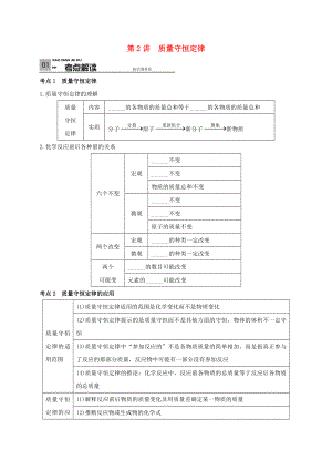 山東省廣饒縣丁莊鎮(zhèn)中心初級中學2016屆中考化學一輪復習 質量守恒定律學案（無答案）