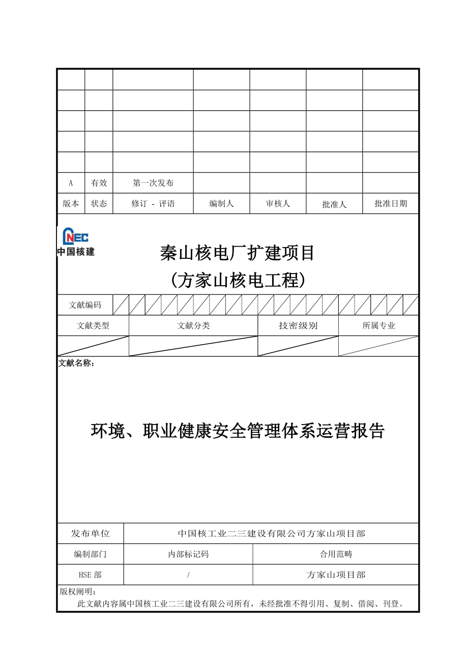 环境与职业健康安全管理全新体系运行研究报告_第1页