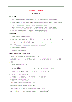 山東省濰坊市安丘市九年級(jí)化學(xué)下冊(cè) 第10單元 酸和堿復(fù)習(xí)總結(jié)導(dǎo)學(xué)案（無(wú)答案）（新版）新人教版