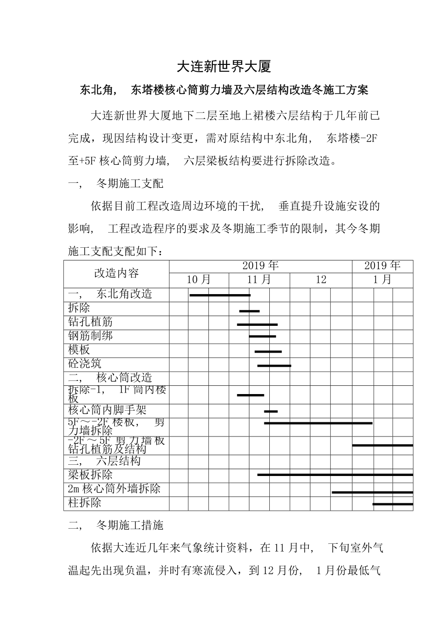 冬期施工方案大连新世界大厦_第1页