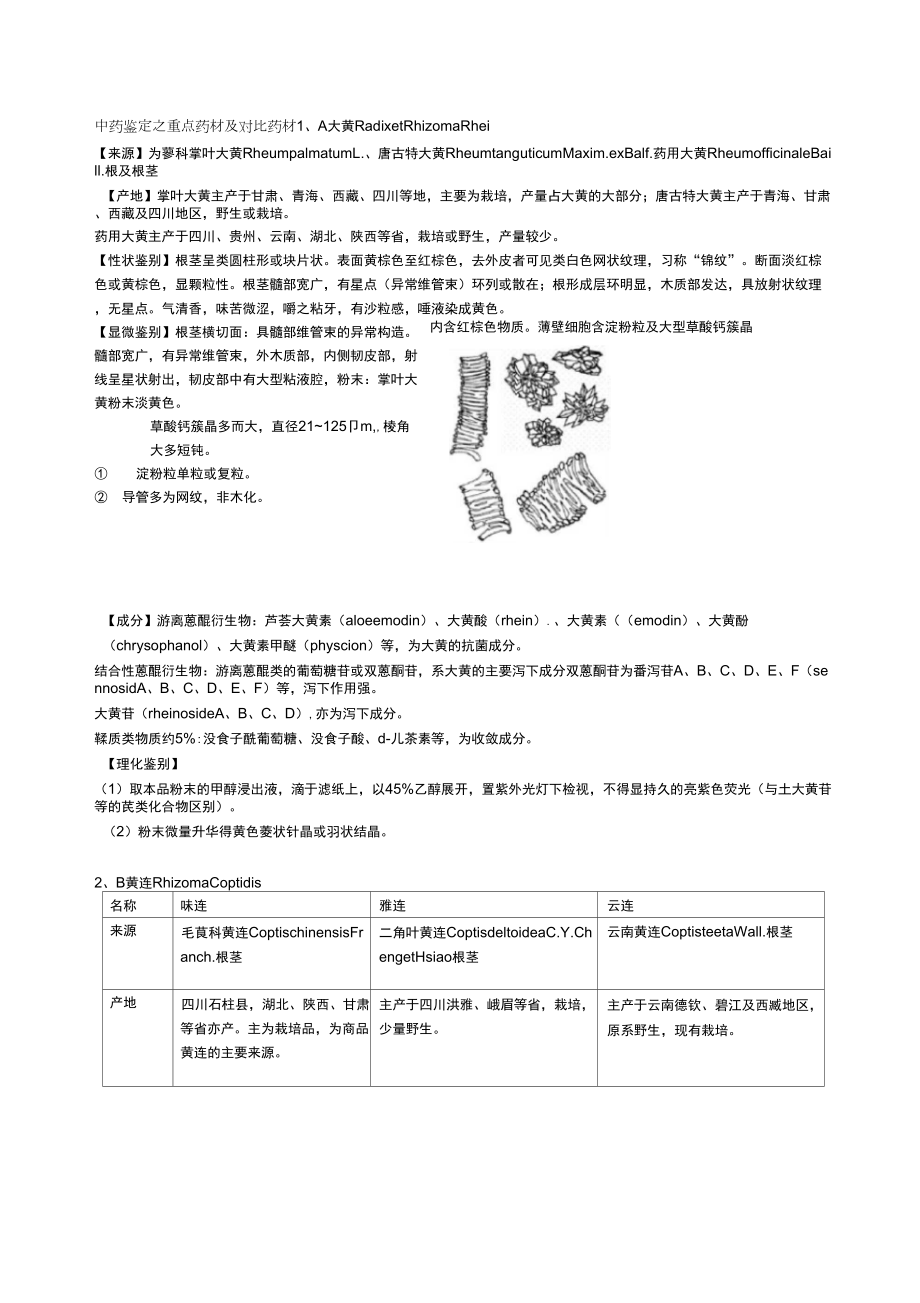 中药鉴定重点药材及对比药材_第1页