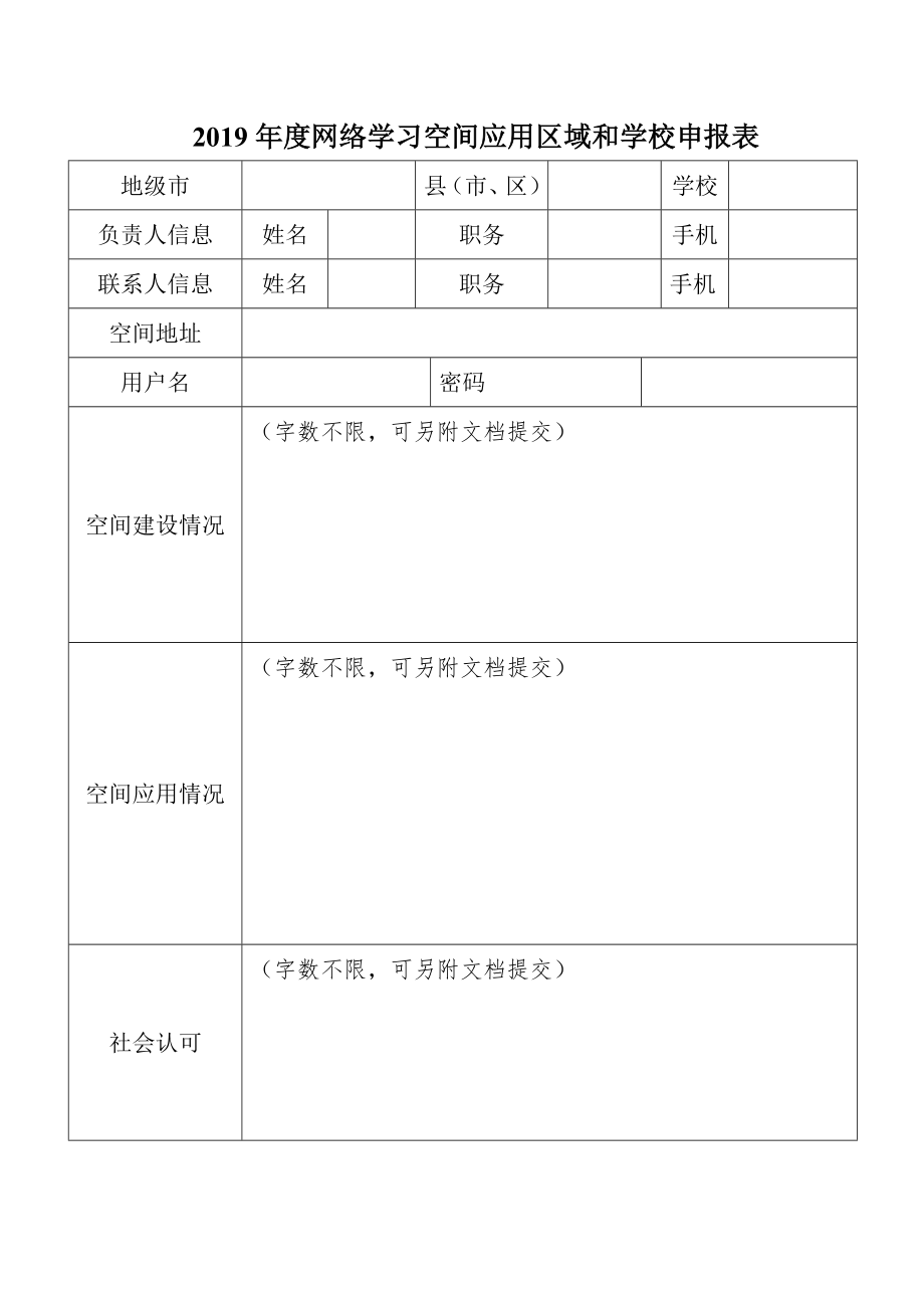 2019年度网络学习空间应用区域和学校申报表_第1页