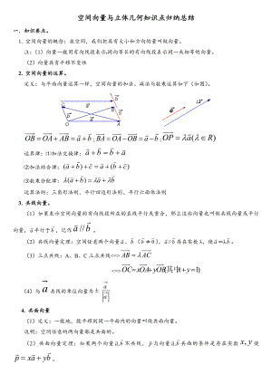 空间向量与立体几何知识点归纳总结(共10页)