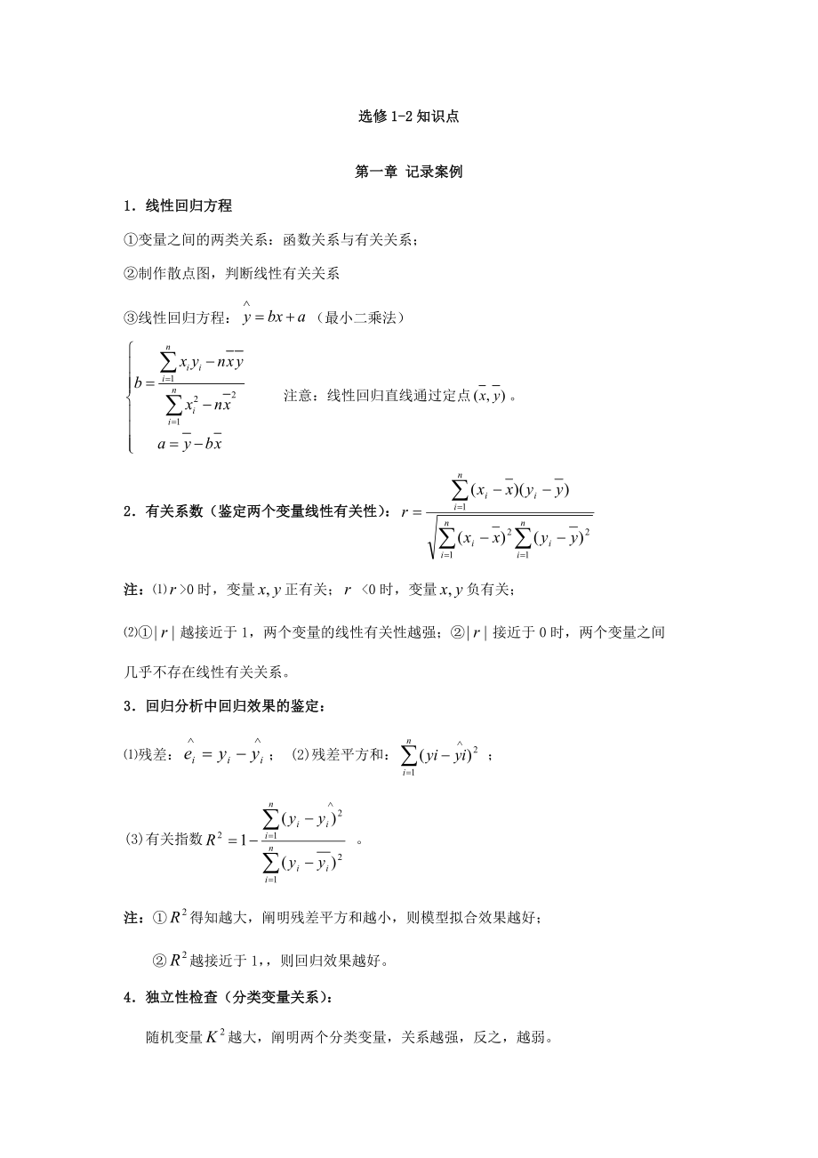 有答案高中数学选修12复习题_第1页