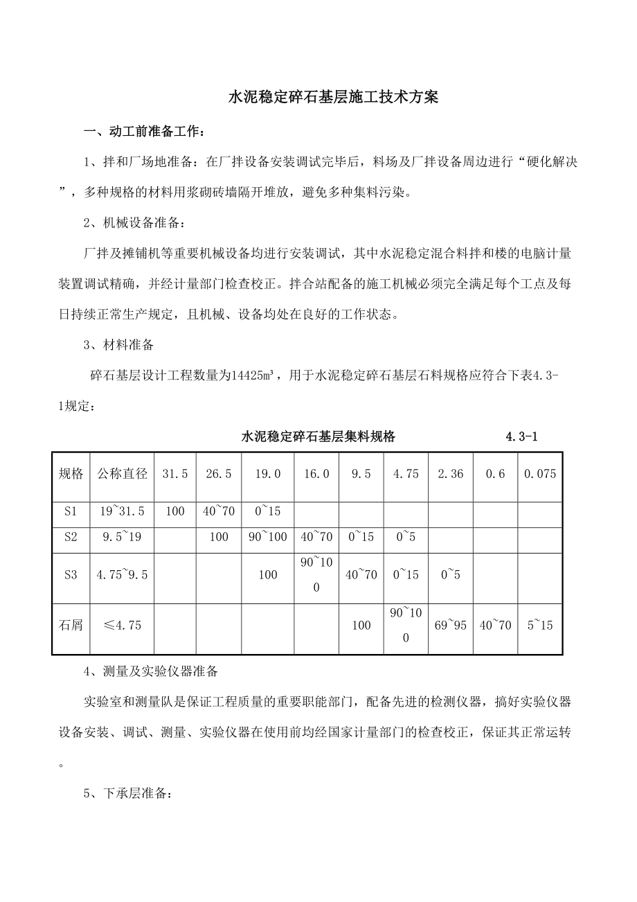 路面基层、沥青混凝土面层、水泥混凝土面层施工技术方案_第1页