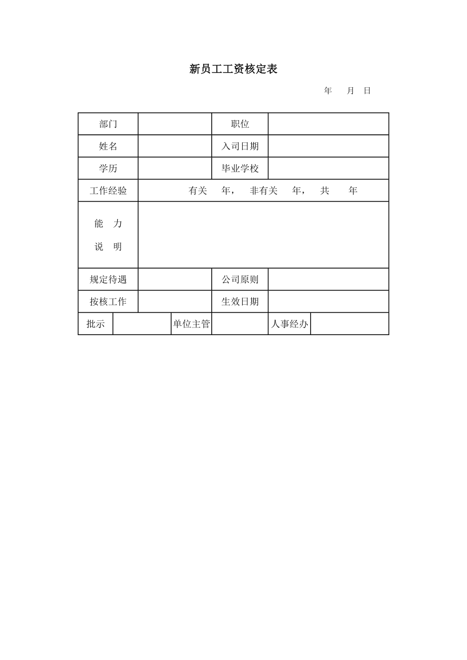 新员工工资核定管理表_第1页