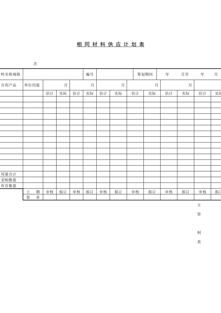 企业相同材料供应计划表_第1页