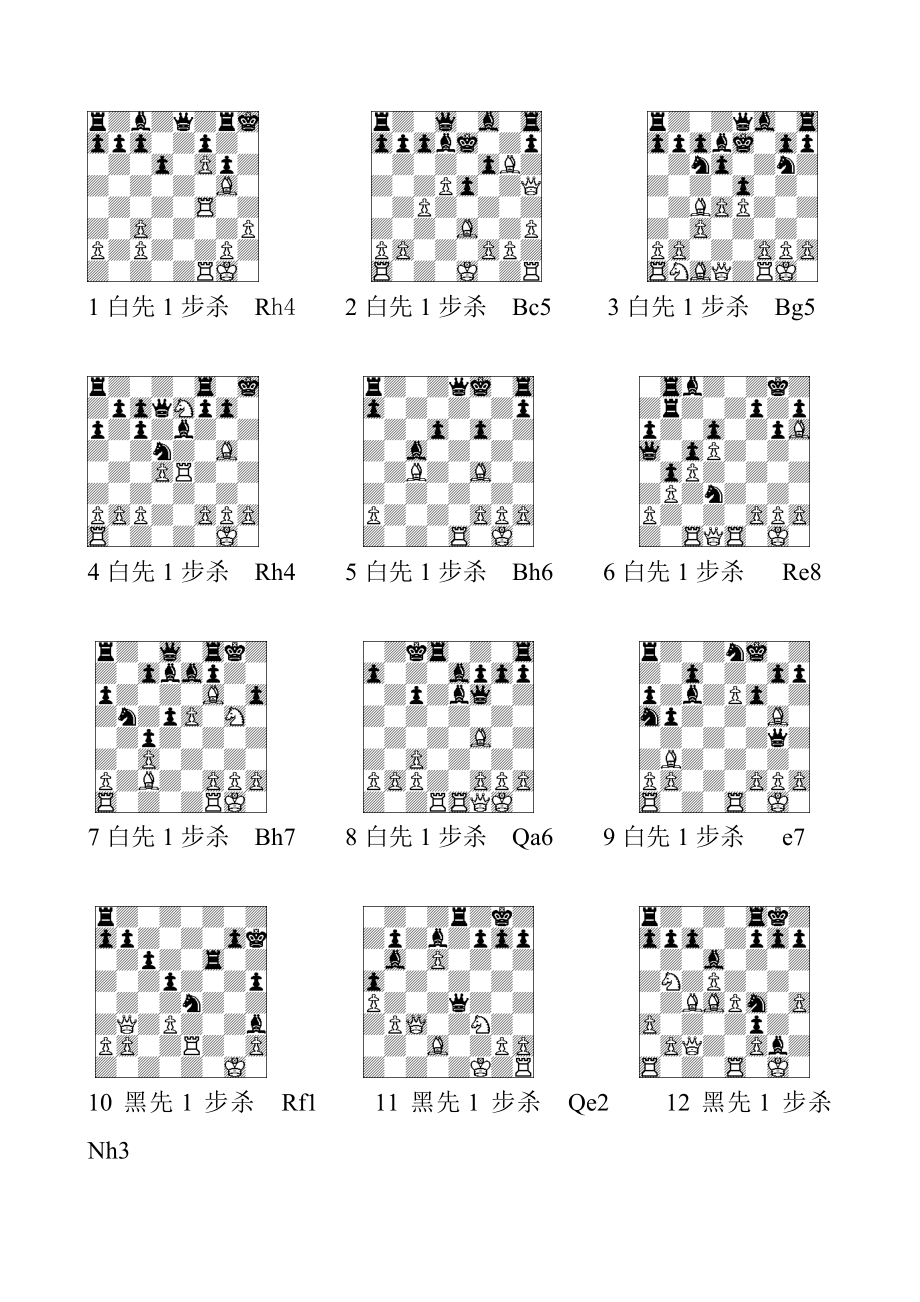 国际象棋1步杀100题(带答案)_第1页