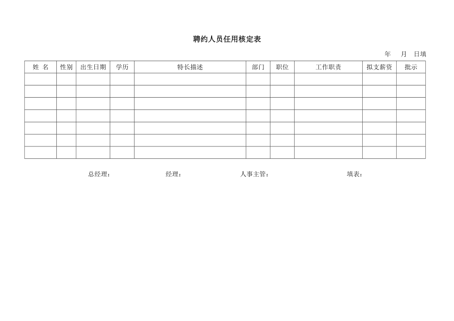 聘约人员任用核定记录表_第1页