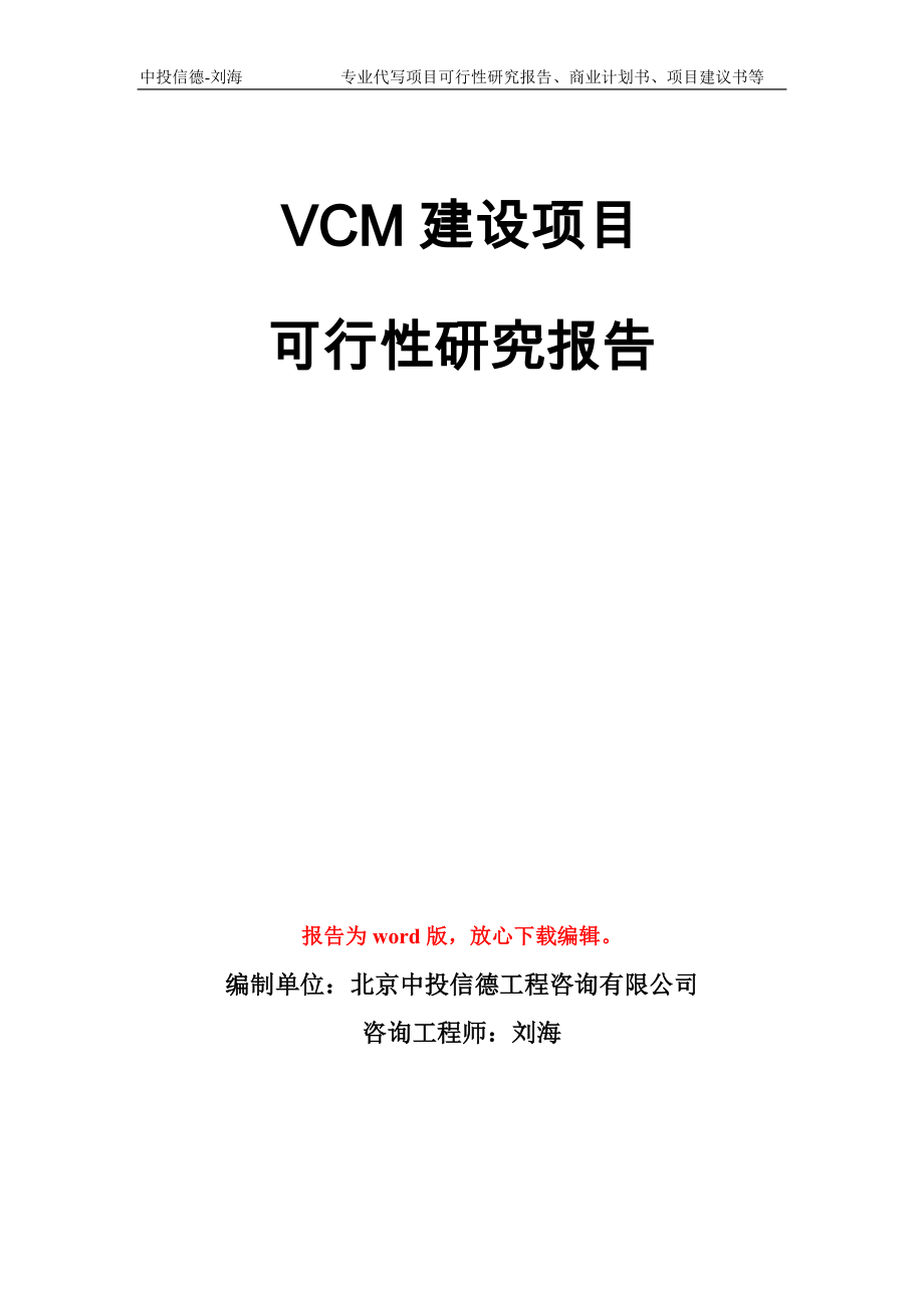 VCM建设项目可行性研究报告模板_第1页
