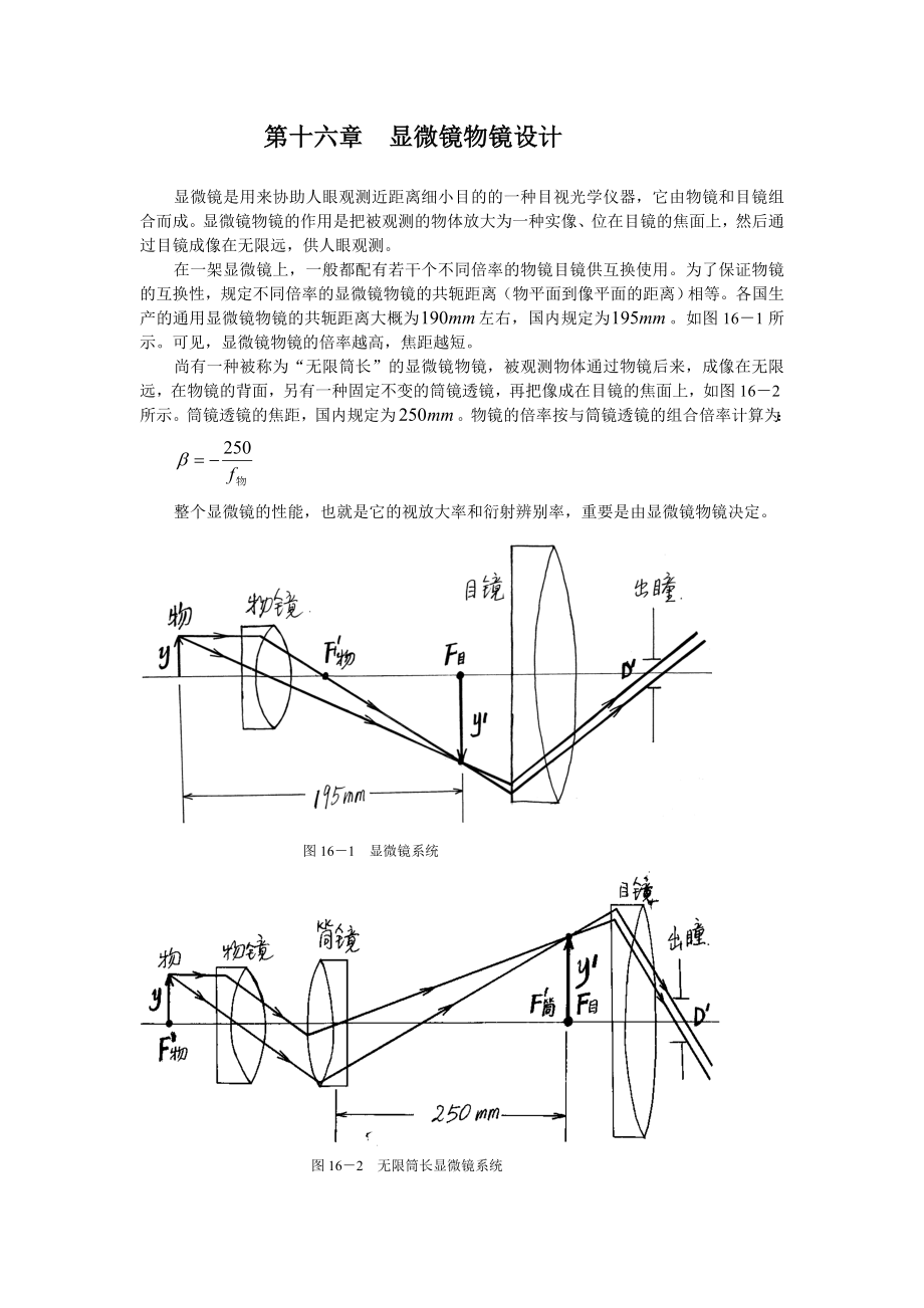 光学设计 第16章显微镜物镜设计_第1页