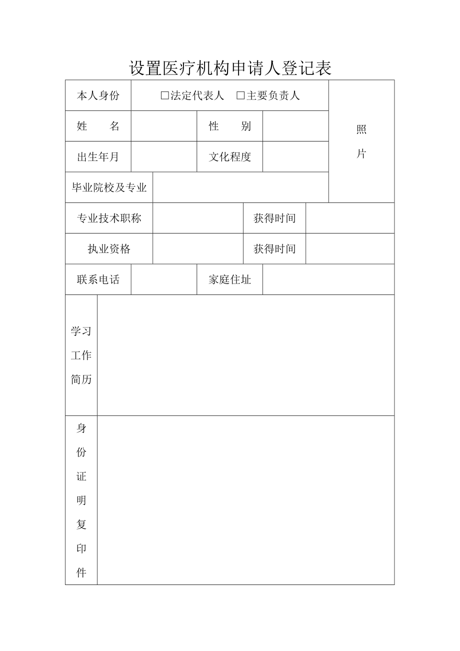 设置医疗机构申请人登记表_第1页