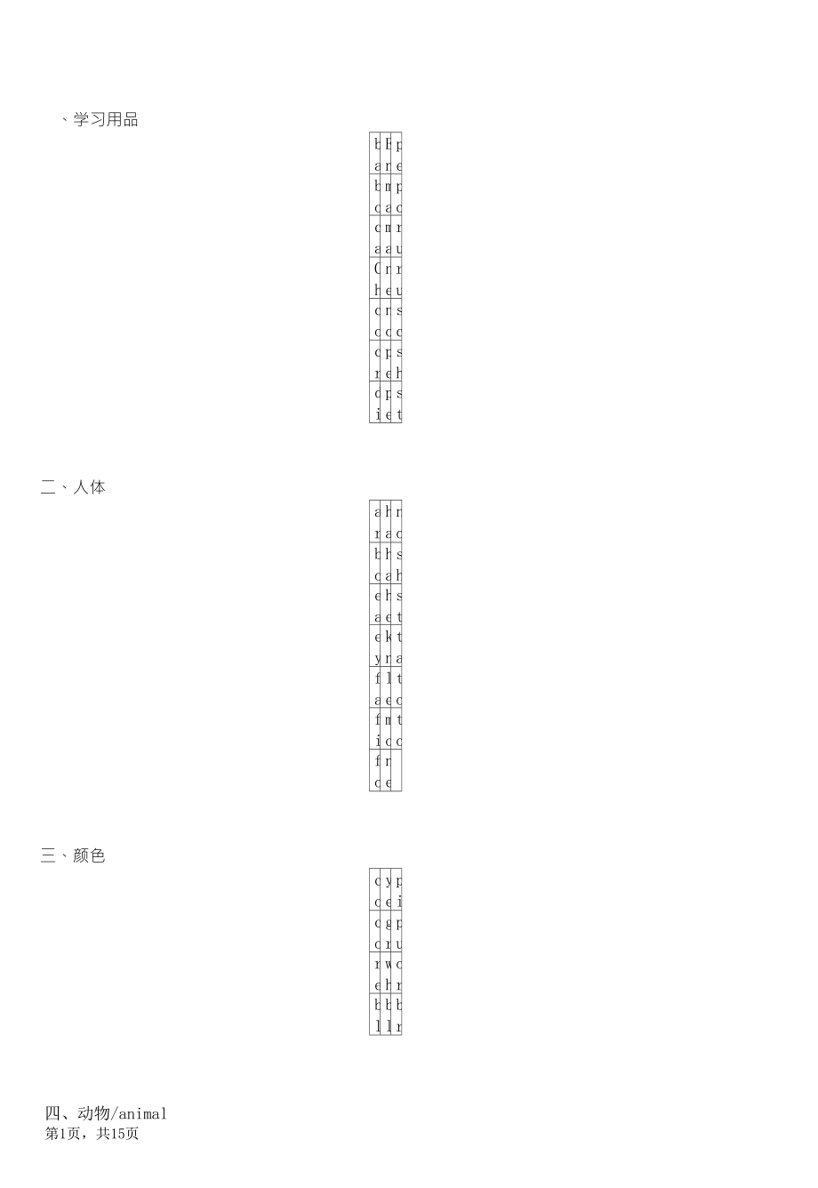 小学英语单词详细分类大全共862个单词_第1页