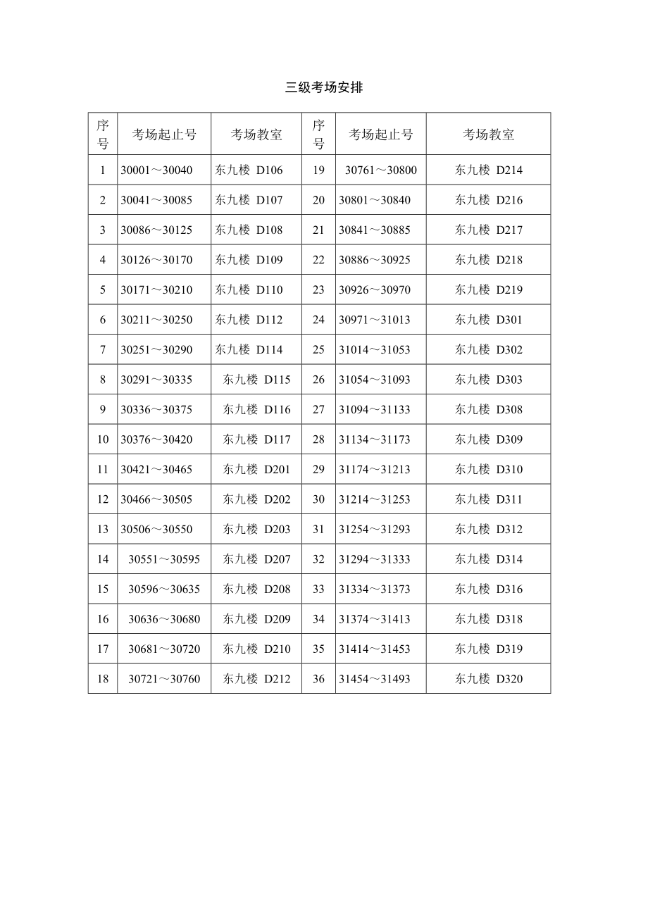 三级考场安排_第1页