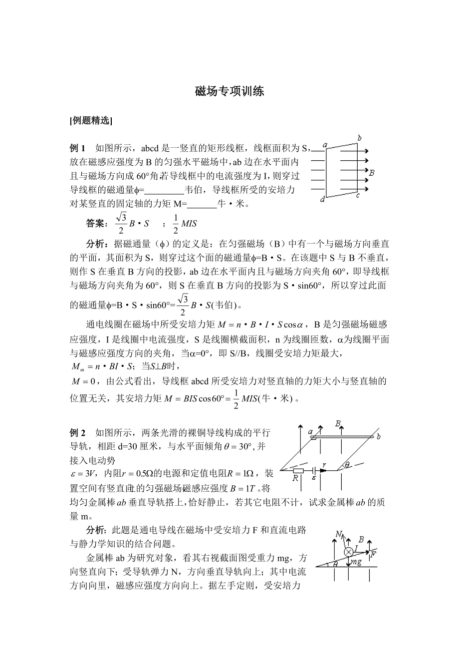 磁场专项训练1_第1页