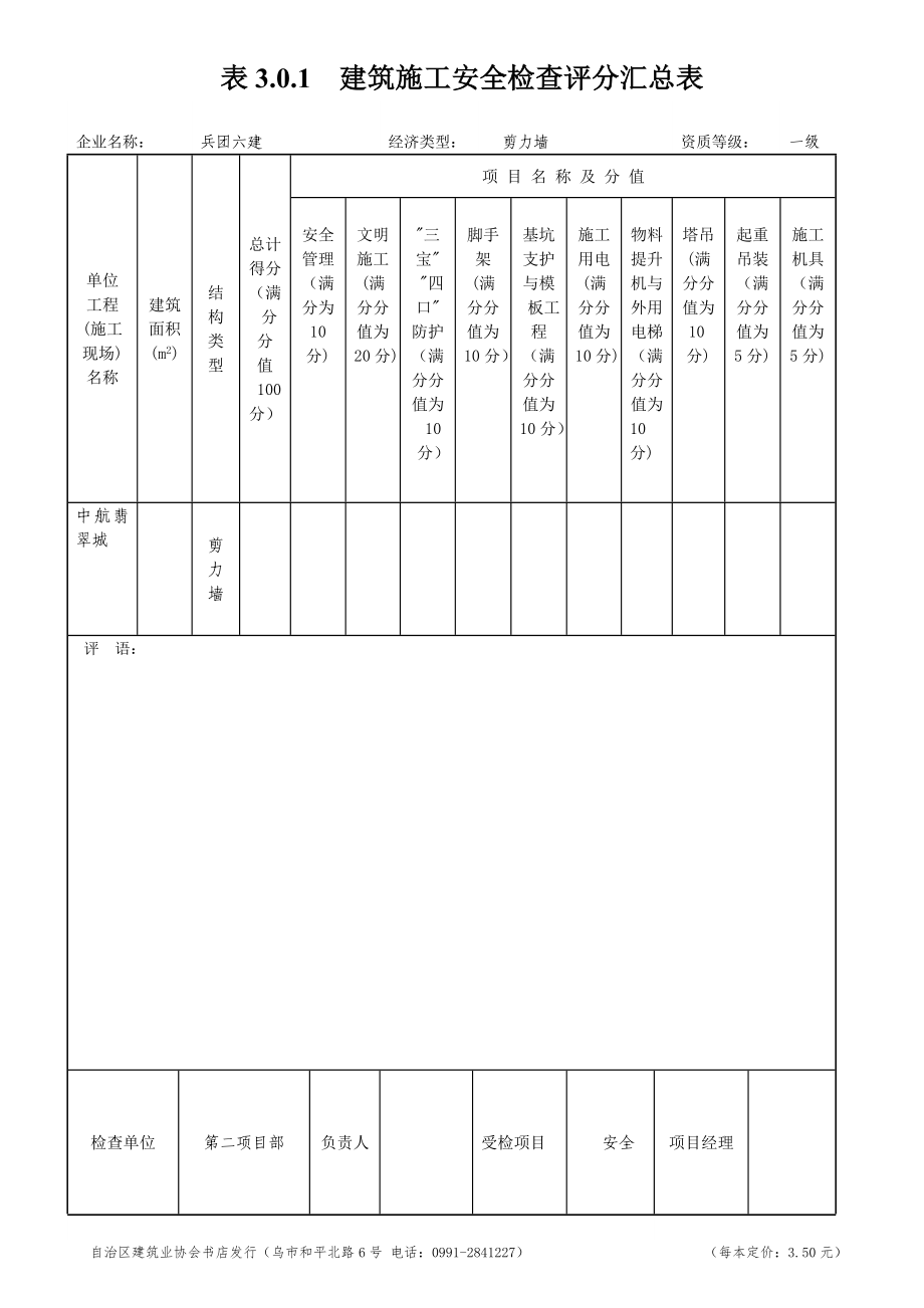 建筑施工安全检查评分表2_第1页