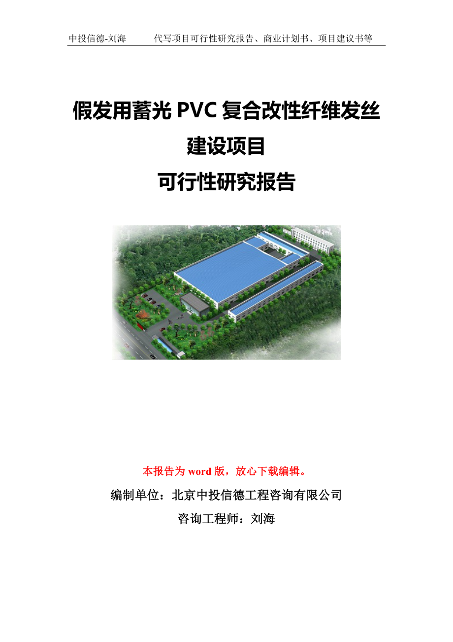 假发用蓄光PVC复合改性纤维发丝建设项目可行性研究报告模板-代写定制_第1页