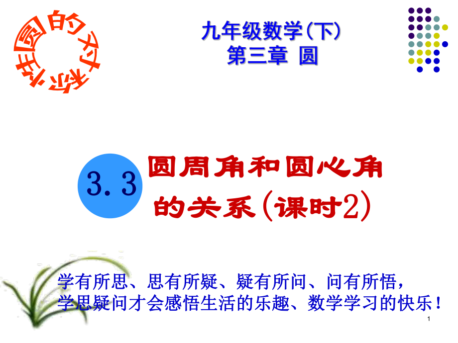 圓周角和圓心角的關(guān)系公開課_ppt【青苗教育】_第1頁