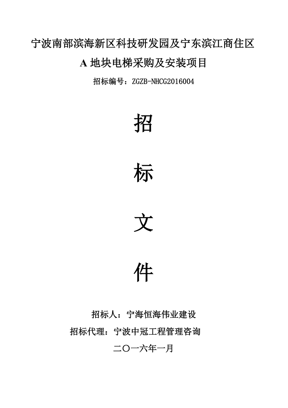 宁波南部滨海新区科技研发园及宁东滨江商住区a地块电梯采_第1页