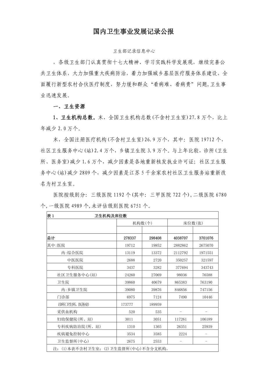 我国卫生事业发展统计公报2_第1页